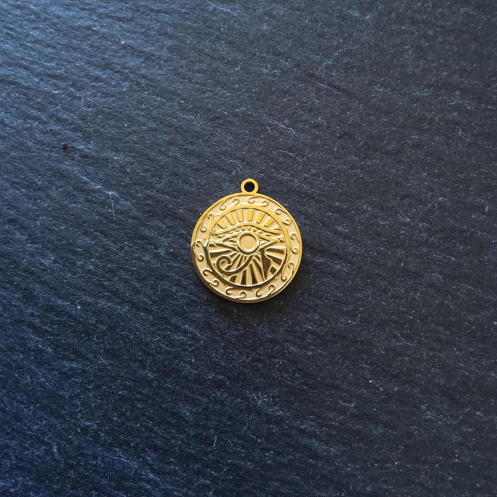 2 or 10 Eye of Ra Charms 18K Gold Plated Stainless Steel 20x18x1.4mm