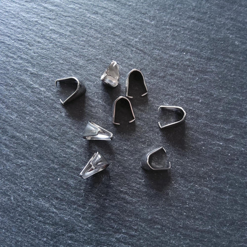 10 or 50 Stainless Steel Pinch Bails for Pendants 9.7x9x6.5mm
