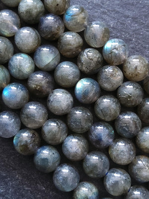 6.5mm Grade AA Natural Medium Grey Labradorite Gemstone Beads Full 15.5 inch strand