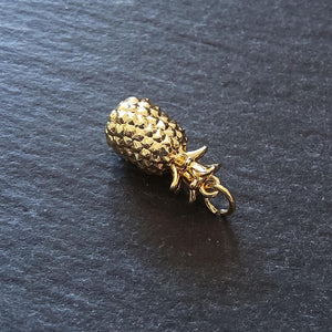1 or 5 Pineapple Charms Real 18K Gold Plated Solid Brass 18x9x9mm