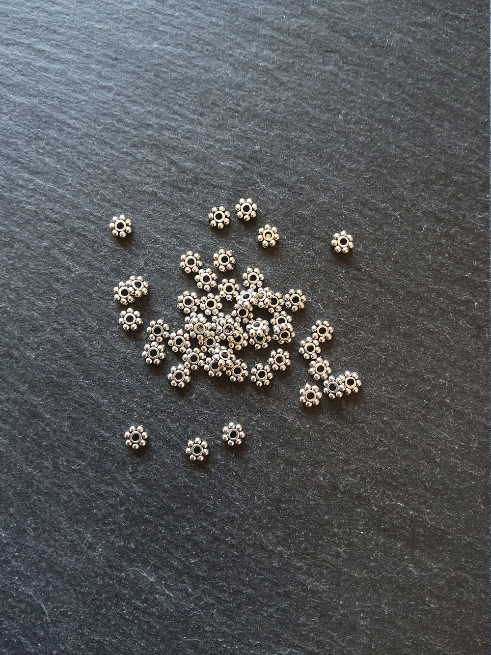 100 or 500 Antique Silver Tone 4mm Daisy Spacer Beads 4x2mm
