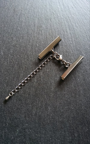 4 or 20 Stainless Steel Crimp End Sets for 30mm (1 3/16 inch) wide Ribbon or Leather