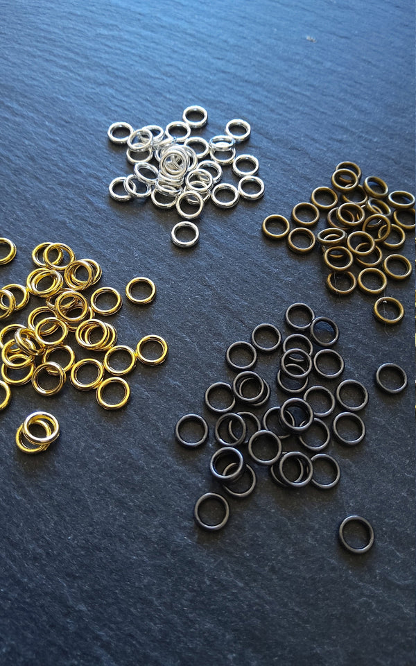 Strong 6mm CLOSED Jump Rings Bright Gold or Antique Bronze Zinc Metal Alloy 1.2mm (16 gauge)