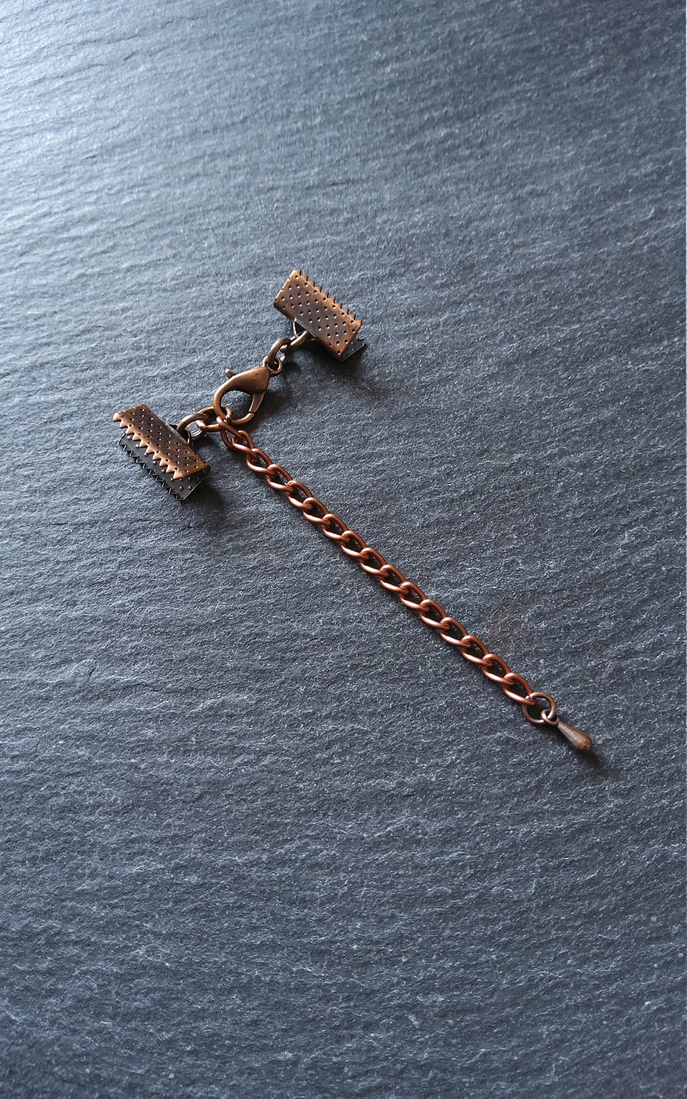 5 Antique Copper Crimp End Sets for Ribbon (Various Sizes)
