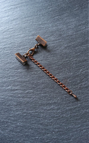 5 Antique Copper Crimp End Sets for Ribbon (Various Sizes)