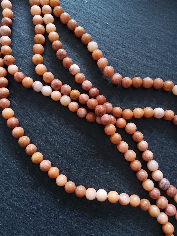 8.3mm Natural Dark Pink Aventurine Round Beads Undyed Full 15 Inch Strand (DPA8-4) - ContentedCatz