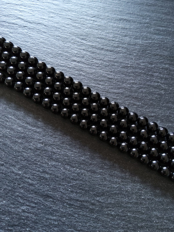 6.5mm Black Grade A Tourmaline Natural Polished Gemstone Round Beads Full 15.7 inch Strand (BLT6-5)