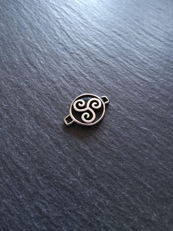 Triple Spiral Triskelion Stainless Steel Connector Charm for Leather Bracelets 15x22x3mm