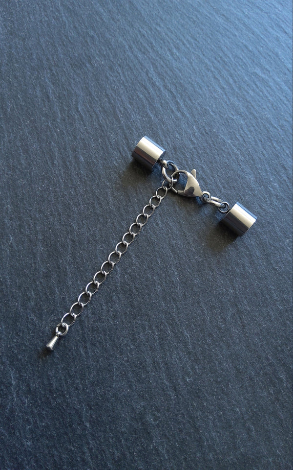 2 or 10 Stainless Steel End Cap Sets for 6.5mm Cord (7mm end caps)