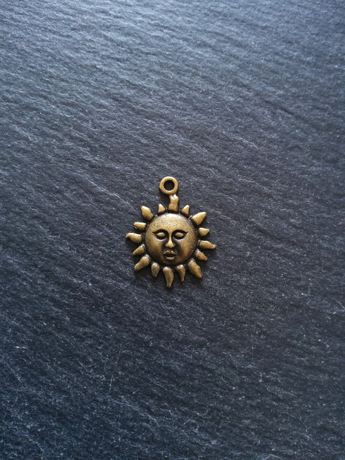 10 or 50 Sun Face Charms Antique Bronze Tone 23x19mm