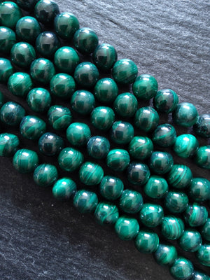 6mm Natural Malachite Grade AB Undyed Round Polished Dark Green Gemstone Beads Full 15.5 inch Strand