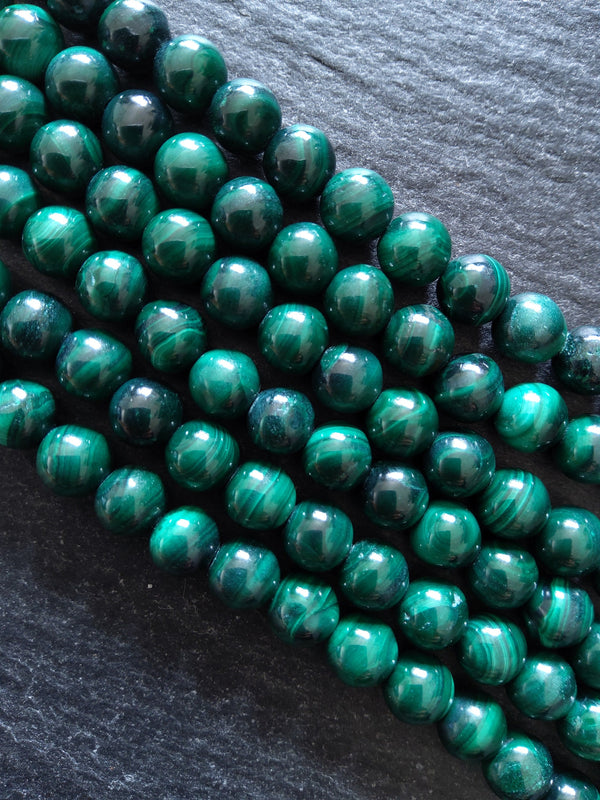 6mm Natural Malachite Grade AB Undyed Round Polished Dark Green Gemstone Beads Full 15.5 inch Strand