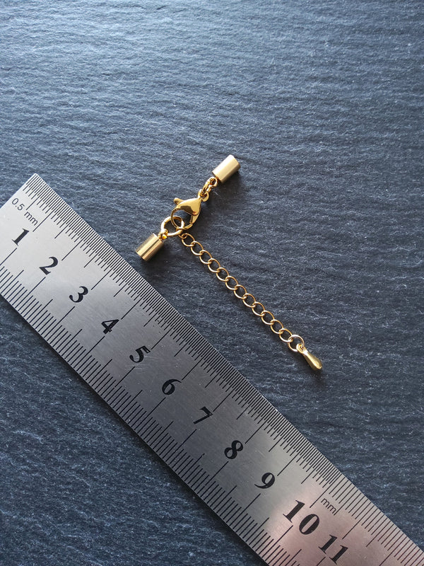 Gold Stainless Steel End Cap Sets for 2.5mm Cord Necklaces (3mm end caps)