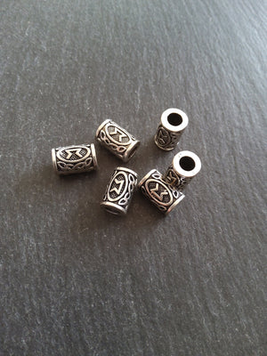 6 or 30 Perthro ᛈ Rune Beads Elder Futhark Antique Silver Tone 13x8mm. Large 4.7mm Hole
