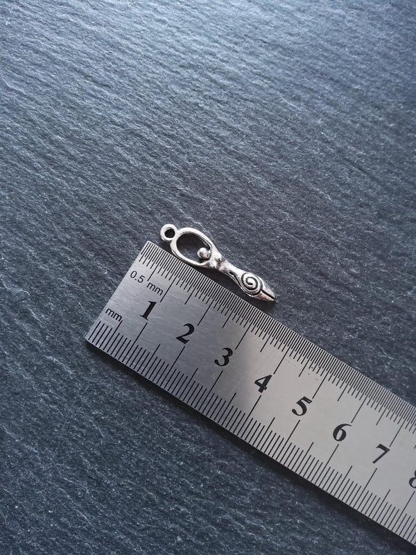 10 or 50 Silver Tone Spiral Goddess Long Pendants Charms 31x8mm
