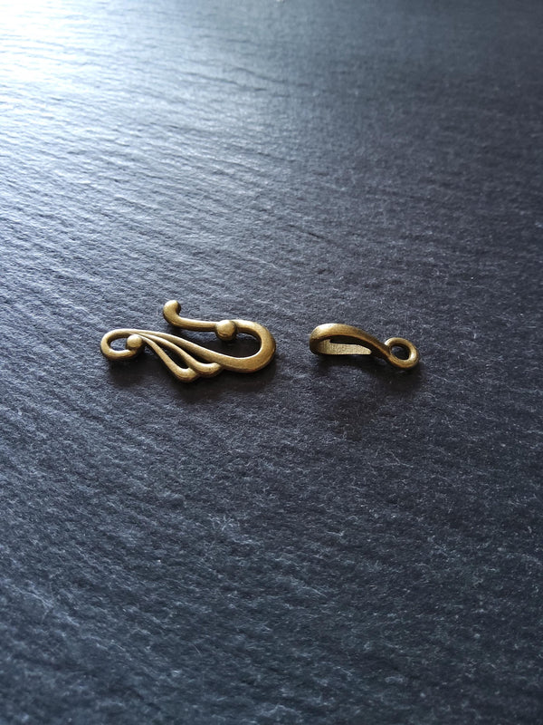 8 or 40 Sets of Hook and Eye Antique Bronze Alloy Clasps Hook 25x12mm Eye 16x3mm Nickel FREE