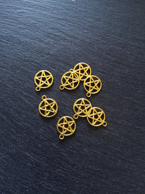 20 or 100 Bright Gold Plated Alloy Pentagram Charms 20x17mm