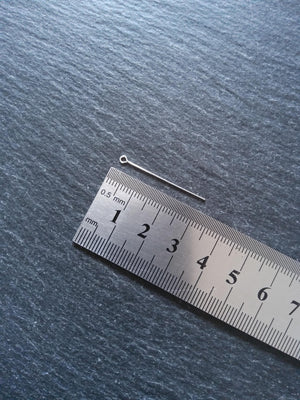 Solid 925 Sterling Silver EYE Pins 35mm Long 0.5mm Wide (24 gauge) Inactive