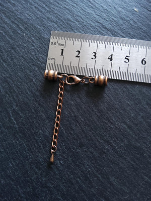 5 or 25 Antique Copper Barrel End Cap Sets for 2.5mm Cord Necklaces with or without Extender Chain (3mm caps)