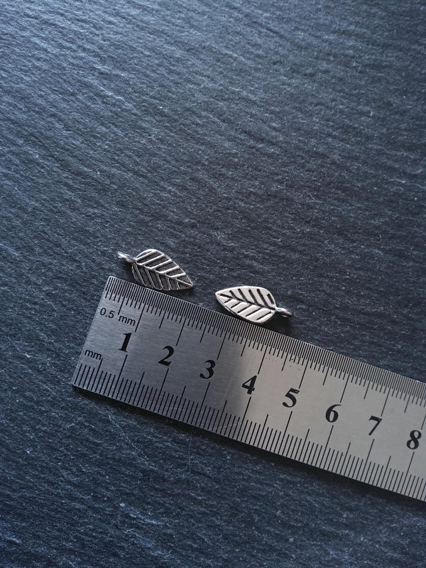 20 or 100 Leaf Charms Antique Silver Tone Alloy 19x9x1.3mm Nickel FREE