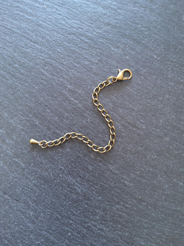4 Extender Chains with Lobster Clasps for Necklaces in Silver Plated, Antique Silver, Copper, Bronze, Gunmetal or Gold. 4" Long (10cm)