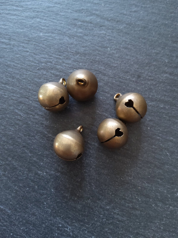 6 or 30 Antique Bronze Tone Brass 15mm Bells Bell Charms 19x15mm