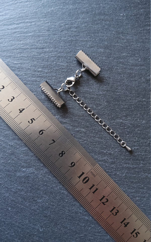 4 or 20 Smooth Stainless Steel Crimp End Sets for 20mm (13/16 inch) Wide Chokers or Bracelets