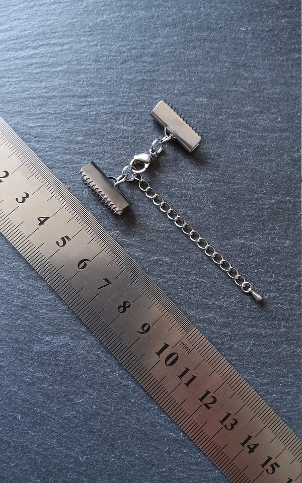 4 or 20 Smooth Stainless Steel Crimp End Sets for 20mm (13/16 inch) Wide Chokers or Bracelets