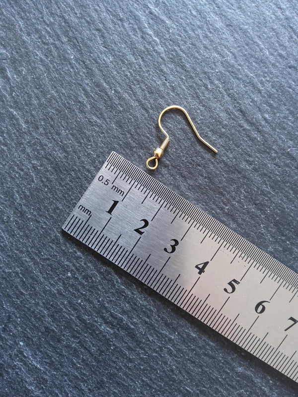 10 or 50 Genuine 18K Yellow Gold Plated Steel Earring Hooks 20x20mm - ContentedCatz