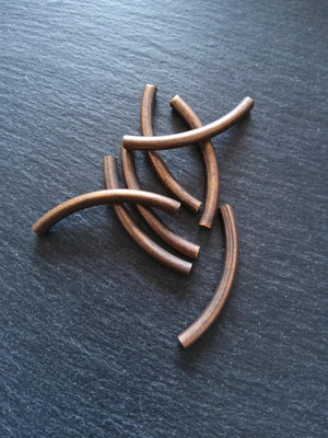 8 or 40 Antique Copper Tone 50mm ( 2 inch ) Tube Curved Spacer Beads 50x5mm Hole: 4.2mm - ContentedCatz