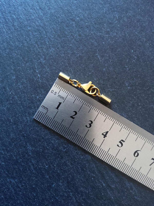 2 or 10 Genuine 18K Gold Plated Stainless Steel End Cap Sets for 2.5mm (3mm end caps) - ContentedCatz