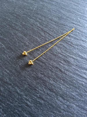 1 or 5 Triangle Ball Headpins Genuine 22K Gold Plated Vermeil Sterling Silver 0.5mm (24 gauge) 55mm long - ContentedCatz