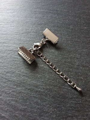 4 or 20 Stainless Steel Patterned Crimp End Sets for 15mm (5/8 inch) Wide Chokers - ContentedCatz