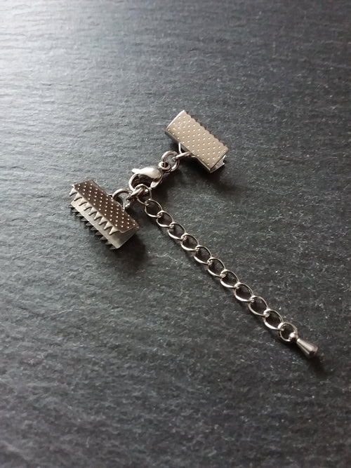 4 or 20 Stainless Steel Patterned Crimp End Sets for 15mm (5/8 inch) Wide Chokers - ContentedCatz
