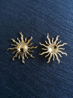 Gold Stainless Steel Sun Charms 42x39x3.5mm - ContentedCatz