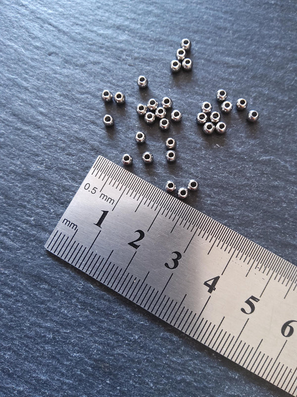 200 or 1000 Stainless Steel 3mm Round Spacer Hollow Beads Hole: 1mm - ContentedCatz