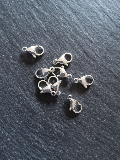 5 or 25 Genuine 925 Sterling Silver Plated 12mm Stainless Steel Lobster Clasps 12x7mm - ContentedCatz