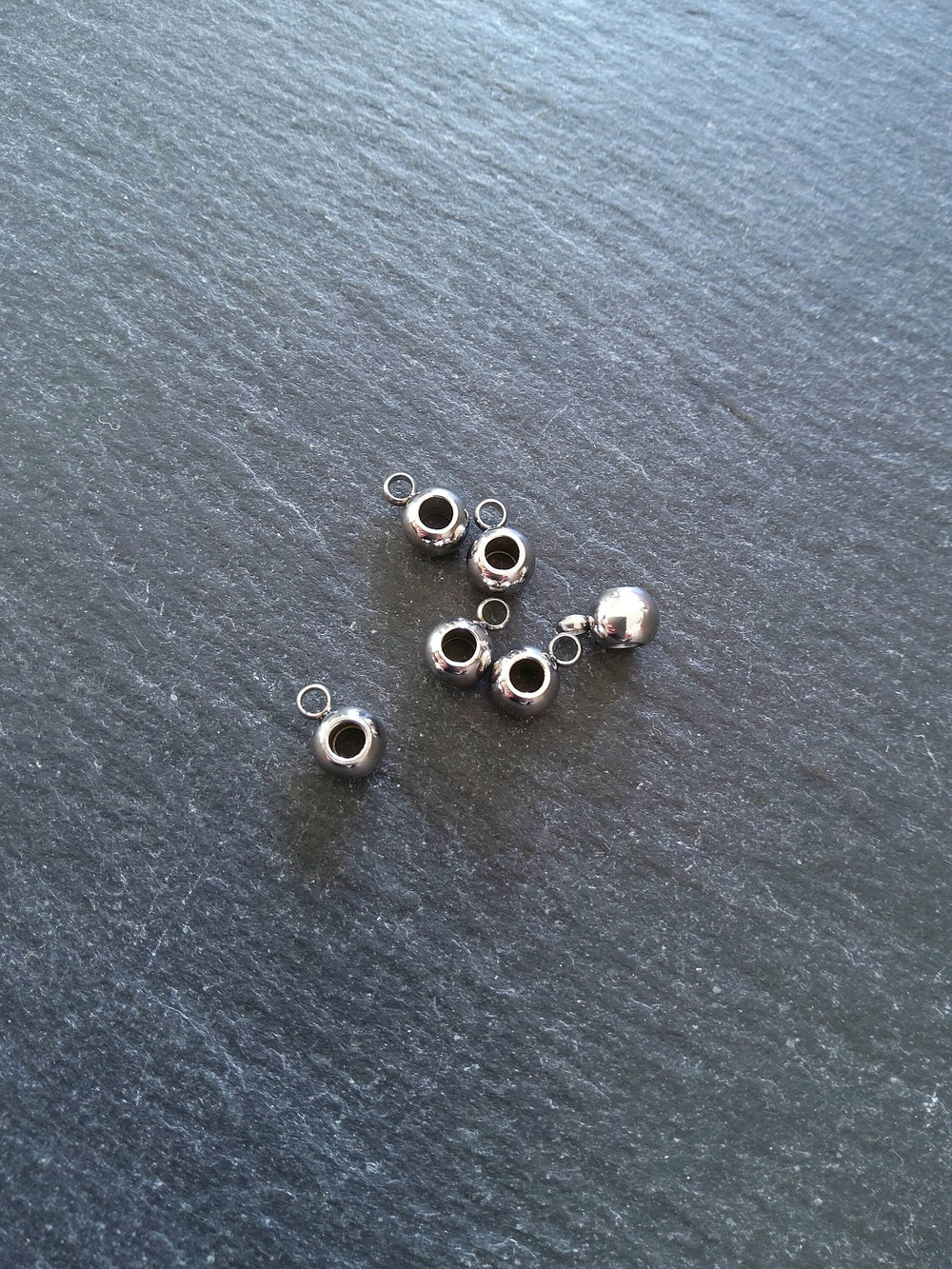 6 or 30 Stainless Steel Bail Beads Smooth Plain 9x6x4mm with 3mm Hole - ContentedCatz