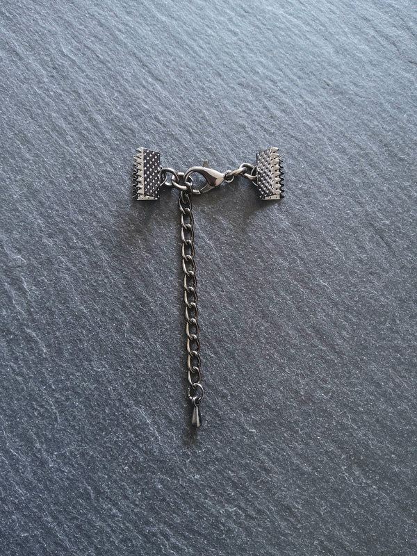 5 Gunmetal Crimp End Sets for 6mm, 8mm, 10mm, 13mm, 16mm, 20mm or 30mm Wide Chokers - ContentedCatz