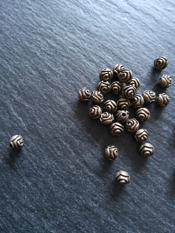 40 or 200 Round Rose Beads 5mm Antique Bronze Tone Alloy - ContentedCatz