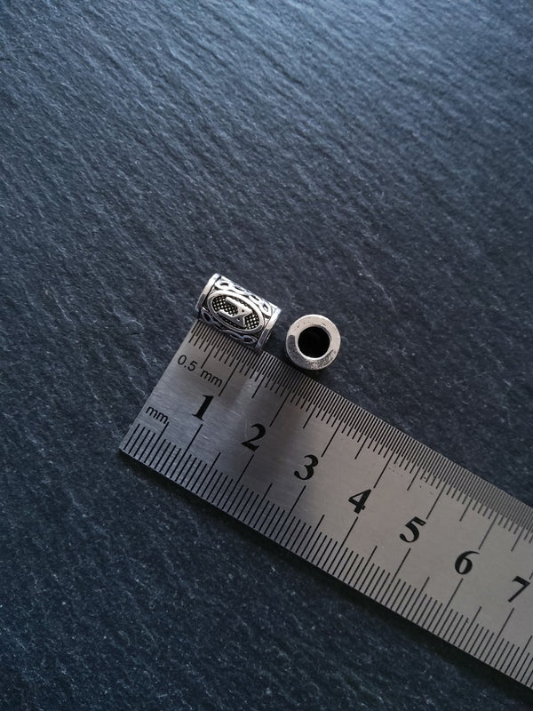 6 or 30 Mannaz ᛗ Rune Beads Elder Futhark Antique Silver Tone 13x8mm. Large 4.7mm Hole
