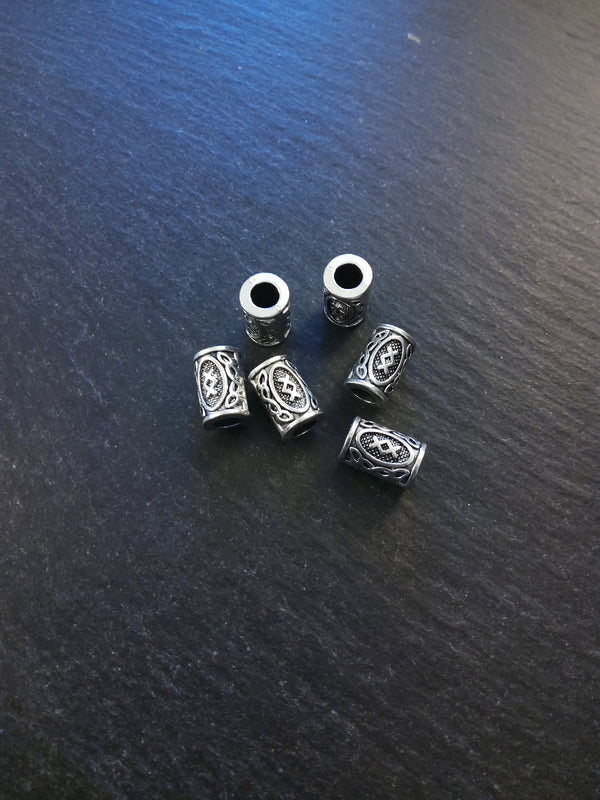 6 or 30 Ing ᛝ Inguz or Ingwas Rune Beads Elder Futhark Antique Silver Tone 13x8mm. Large 4.7mm Hole