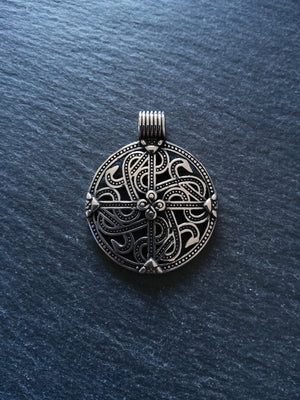 Round Viking Style Pendant Stainless Steel 43x35x7mm