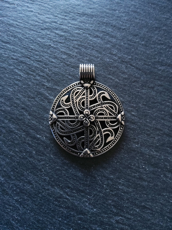 Round Viking Style Pendant Stainless Steel 43x35x7mm
