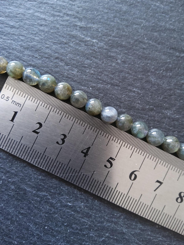 6.5mm Grade AA Natural Medium Grey Labradorite Gemstone Beads Full 15.5 inch strand