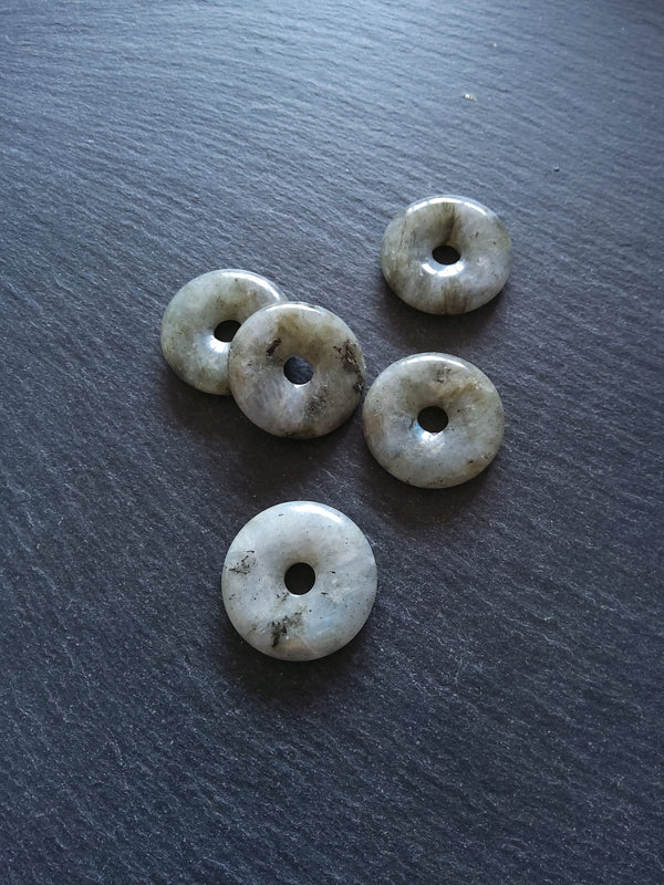 Natural Labradorite Gemstone Round Ring Grey Pendant 30x5mm Hole: 6mm