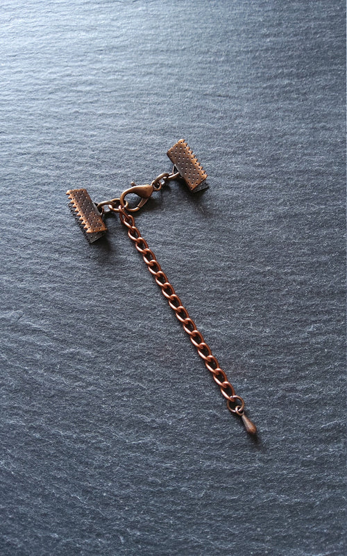 5 Antique Copper Crimp End Sets for Ribbon (Various Sizes)