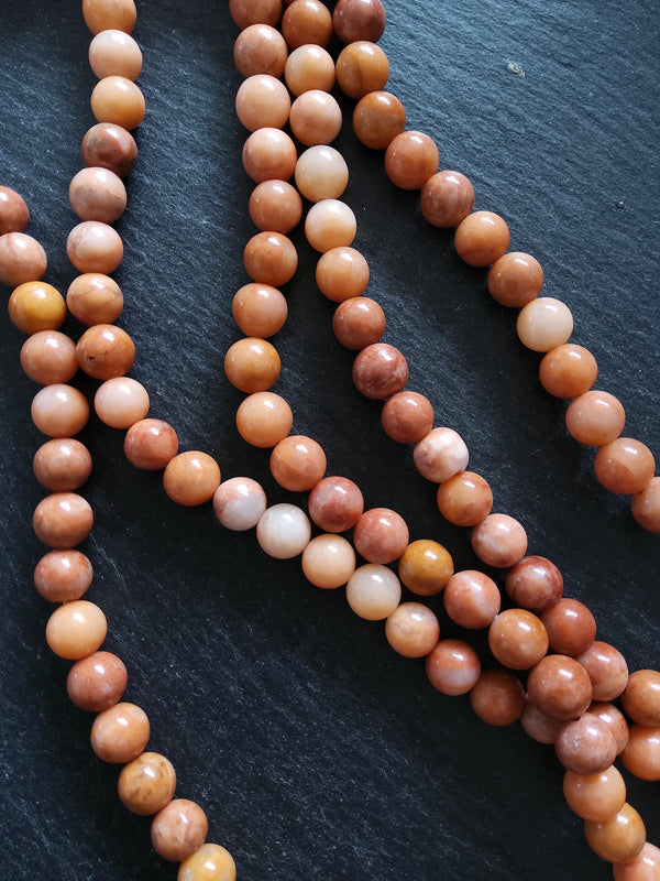 8.3mm Natural Dark Pink Aventurine Round Beads Undyed Full 15 Inch Strand (DPA8-4) - ContentedCatz