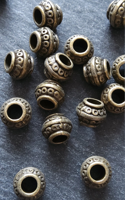 10 or 50 Barrel Lantern 9mm Antique Bronze Tone Metal Alloy Spacer Beads 9x7mm. Large 4mm Hole