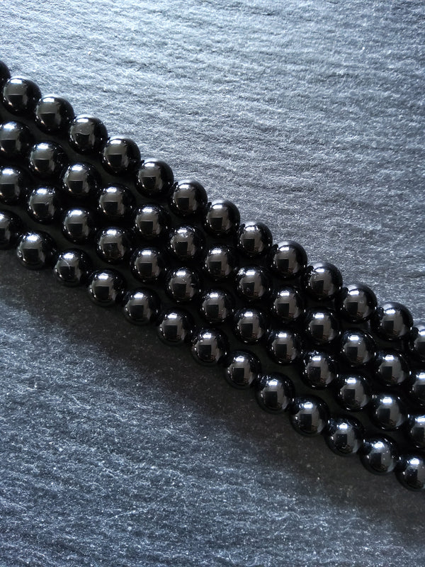 6.5mm Black Grade A Tourmaline Natural Polished Gemstone Round Beads Full 15.7 inch Strand (BLT6-5)